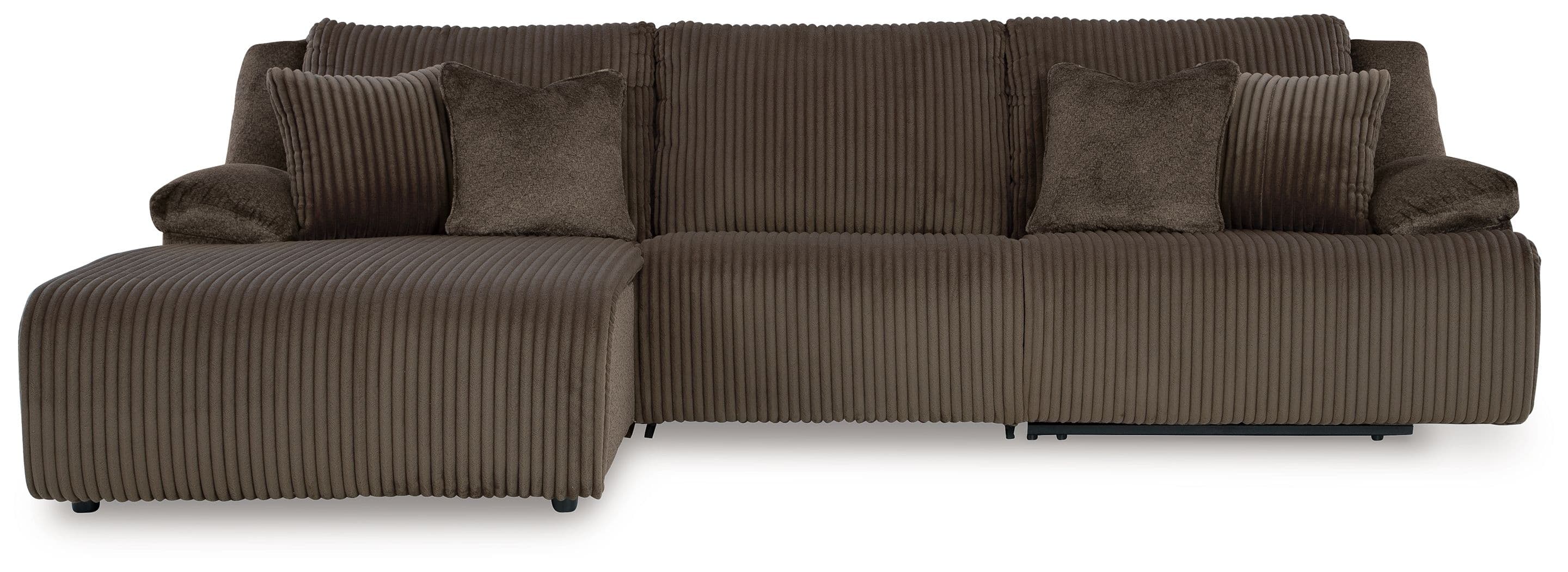 3-Piece Reclining Sectional Sofa With Laf Chaise · Chocolate