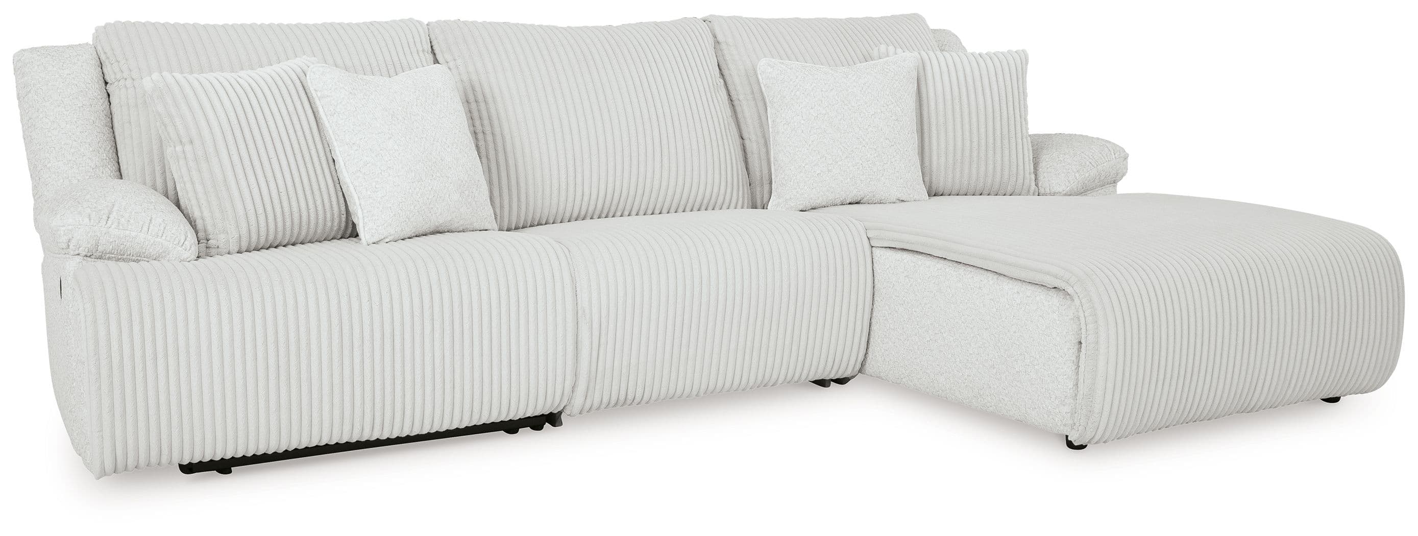 3-Piece Reclining Sectional Sofa With Raf Press Back Chaise · Alloy