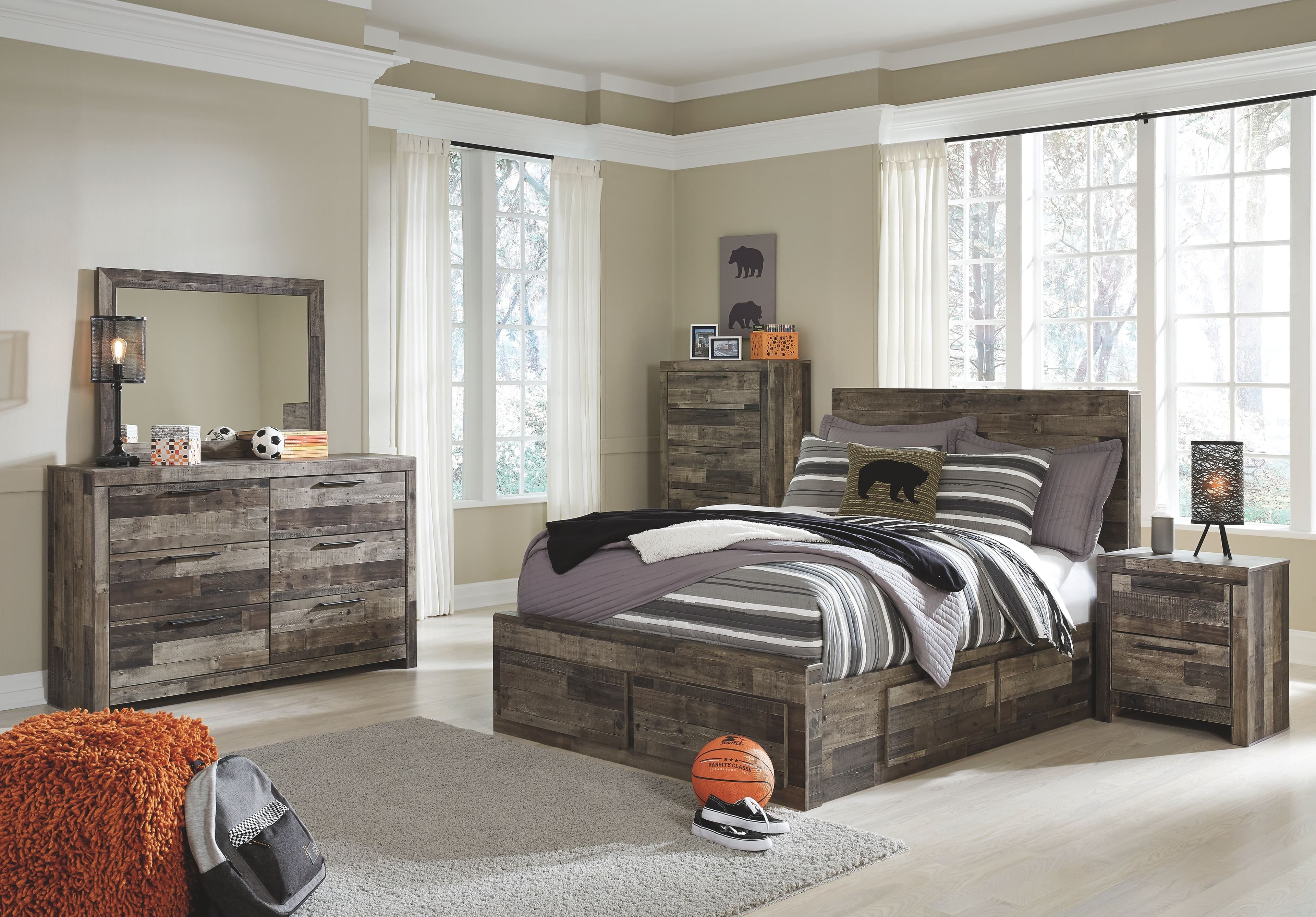 9 Pc. · Full Panel Bed with 6 Storage Drawers, Dresser, Mirror, Chest, Nightstand