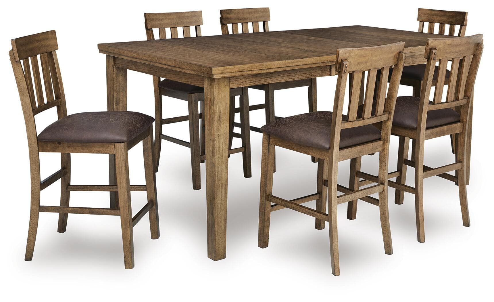7 Pc. · Counter Height Extension Dining Table And 6 Barstools
