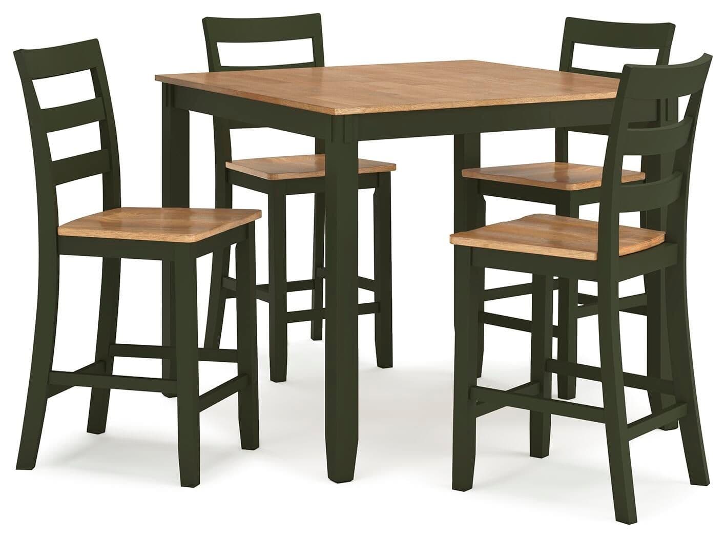 Dining Room Counter Table Set (Set of 5) · Natural / Green