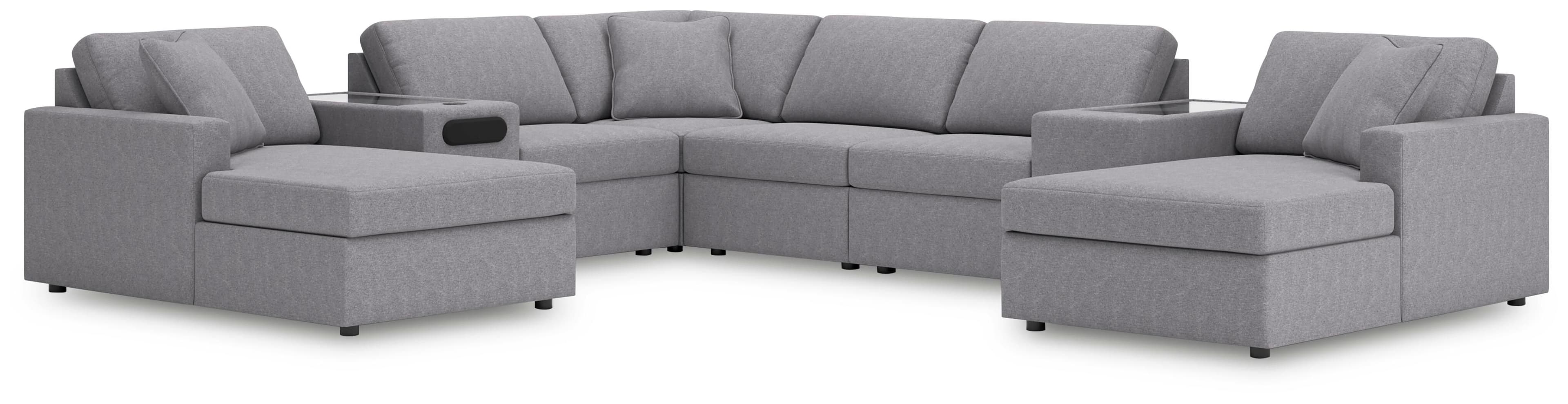 8-Piece Double Chaise Sectional With Audio And Storage Consoles