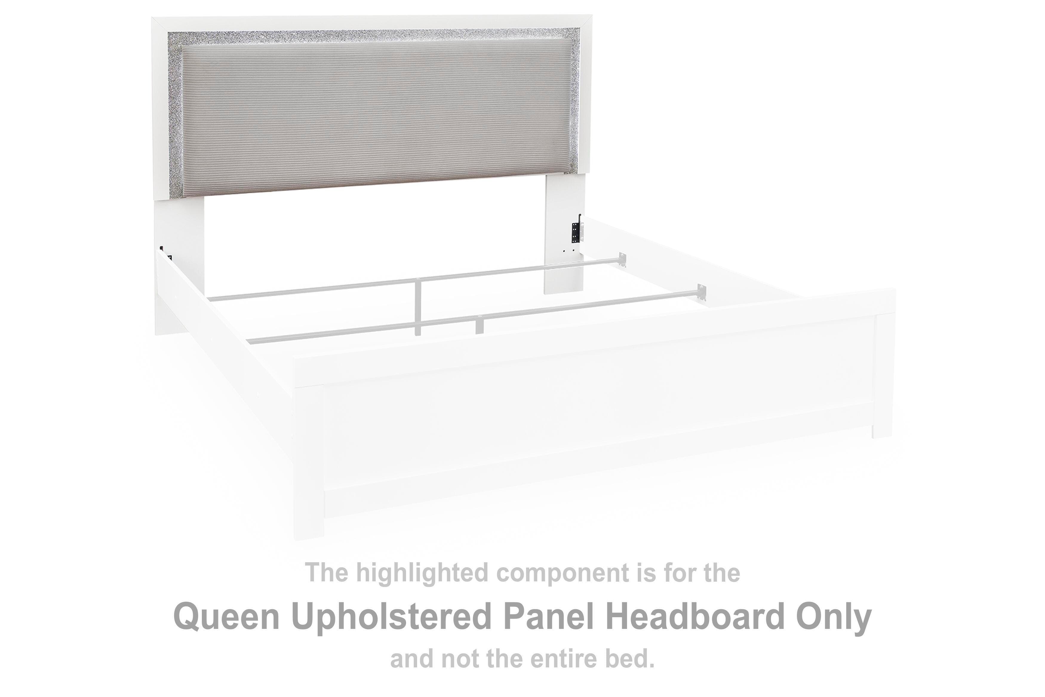 Queen Upholstered Panel Headboard · White / Gray