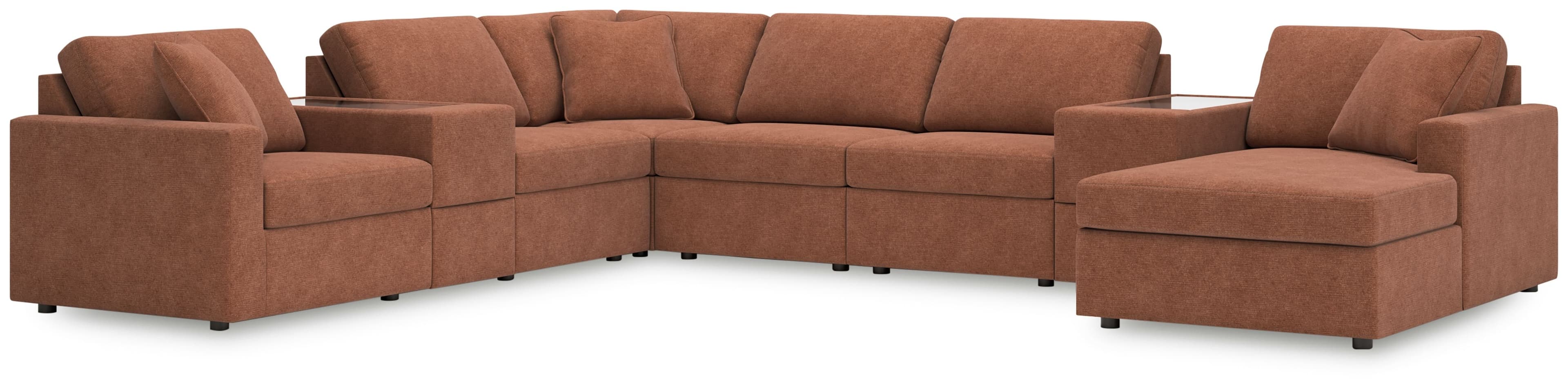 8-Piece Sectional With Raf Corner Chaise And Storage Consoles