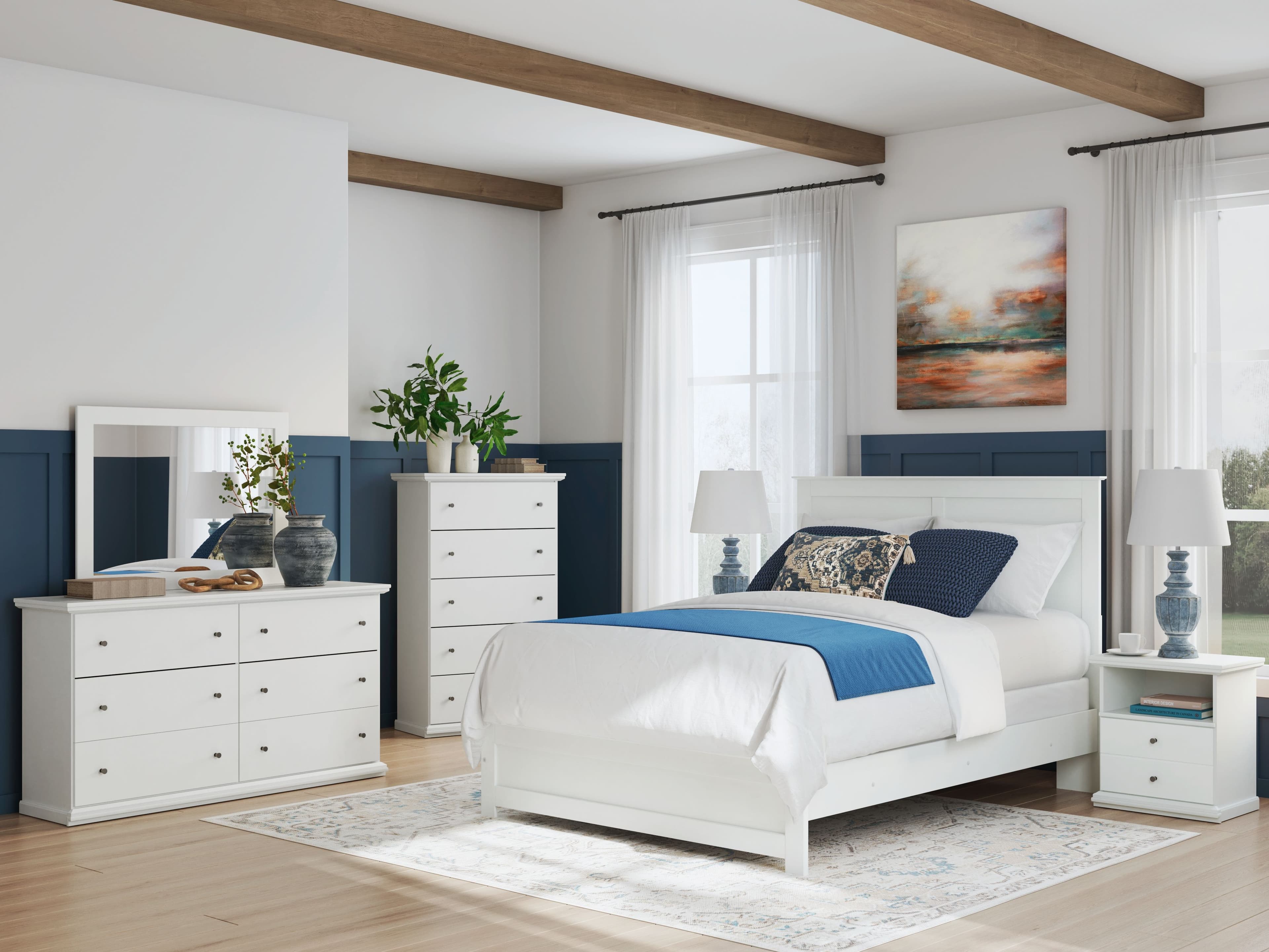 5 Pc. · Dresser, Mirror, Chest, Queen Panel Bed With Framed Footboard