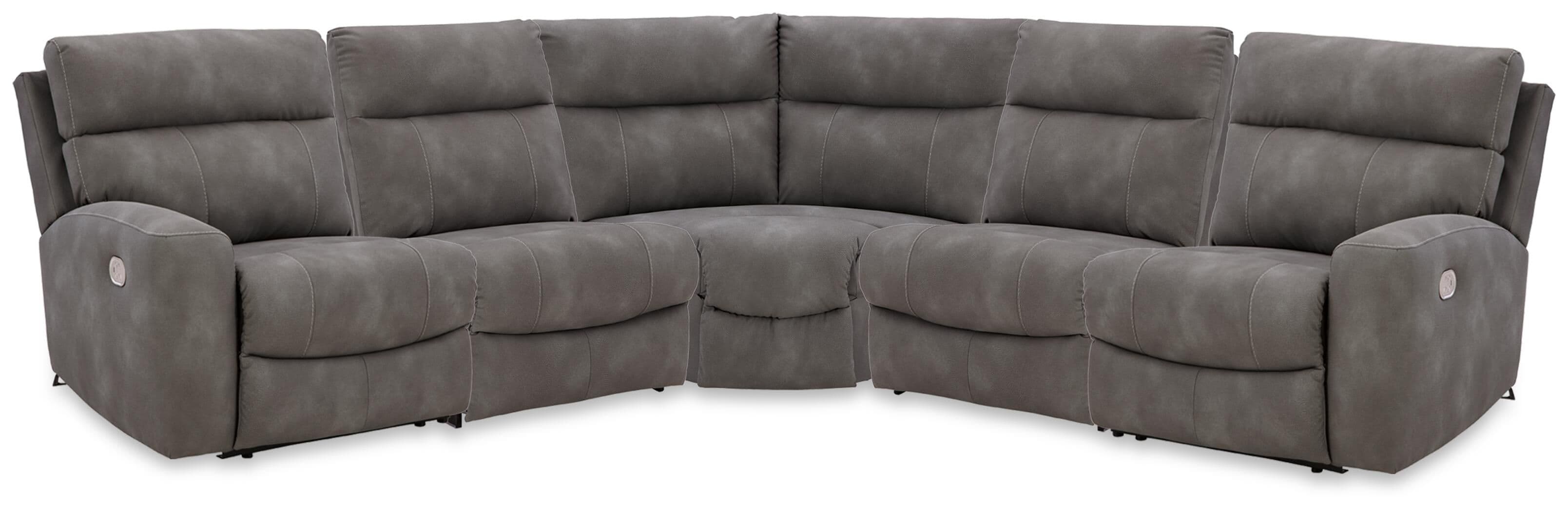 5-Piece Power Reclining Sectional With RAF And LAF Recliners · Slate
