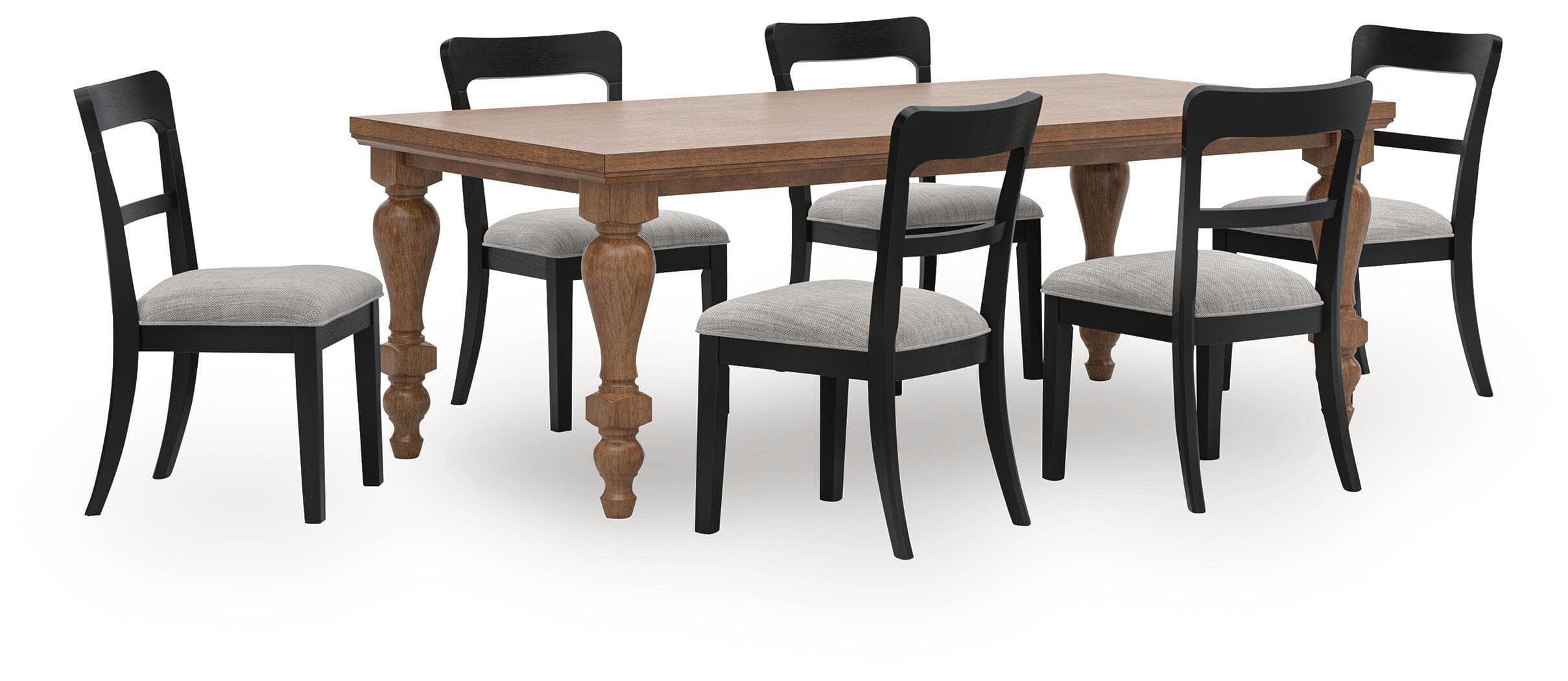 7 Pc. · Dining Table And 6 Upholstered Side Chairs · Brown / Black