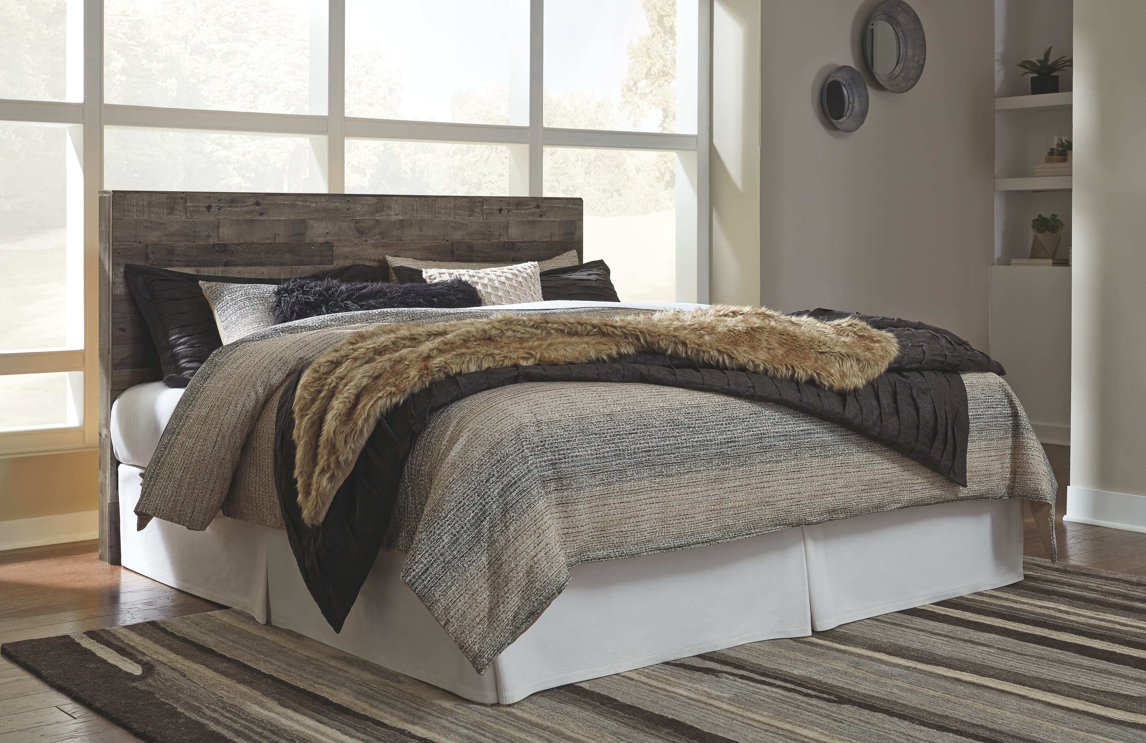 King Panel Headboard with Bolt on Bed Frame