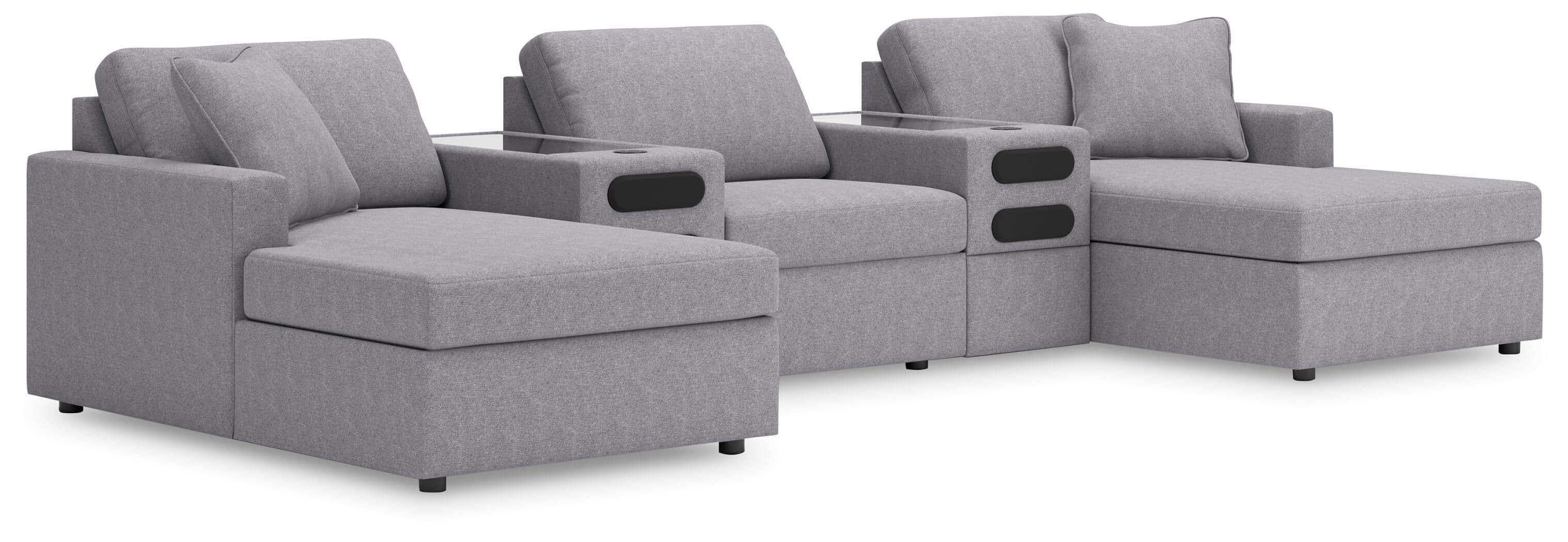 5-Piece Sectional With Chaise And Audio System Console