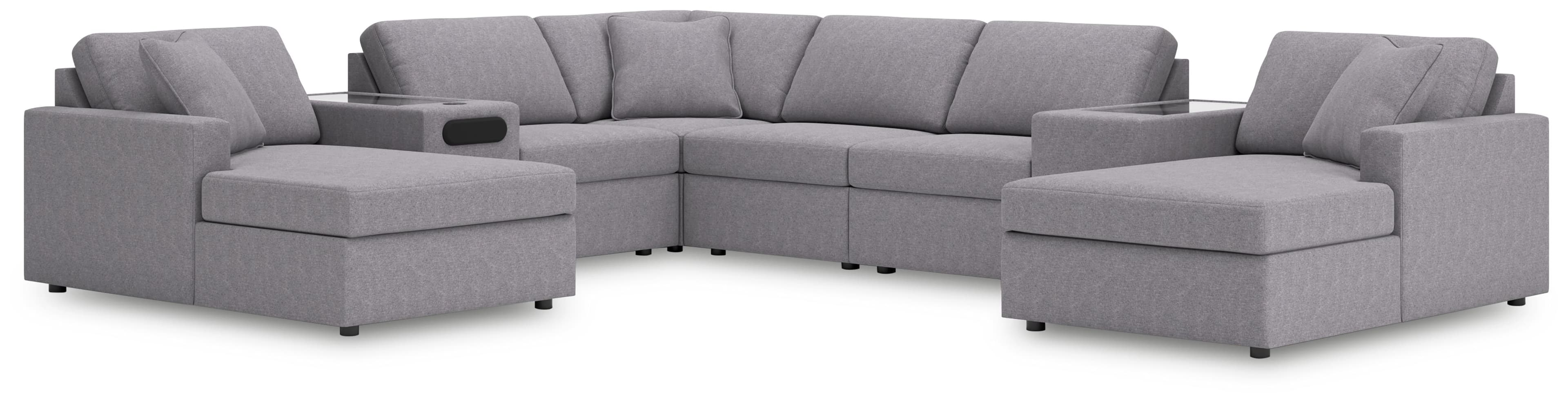 8-Piece Double Chaise Sectional With Audio And Storage Consoles