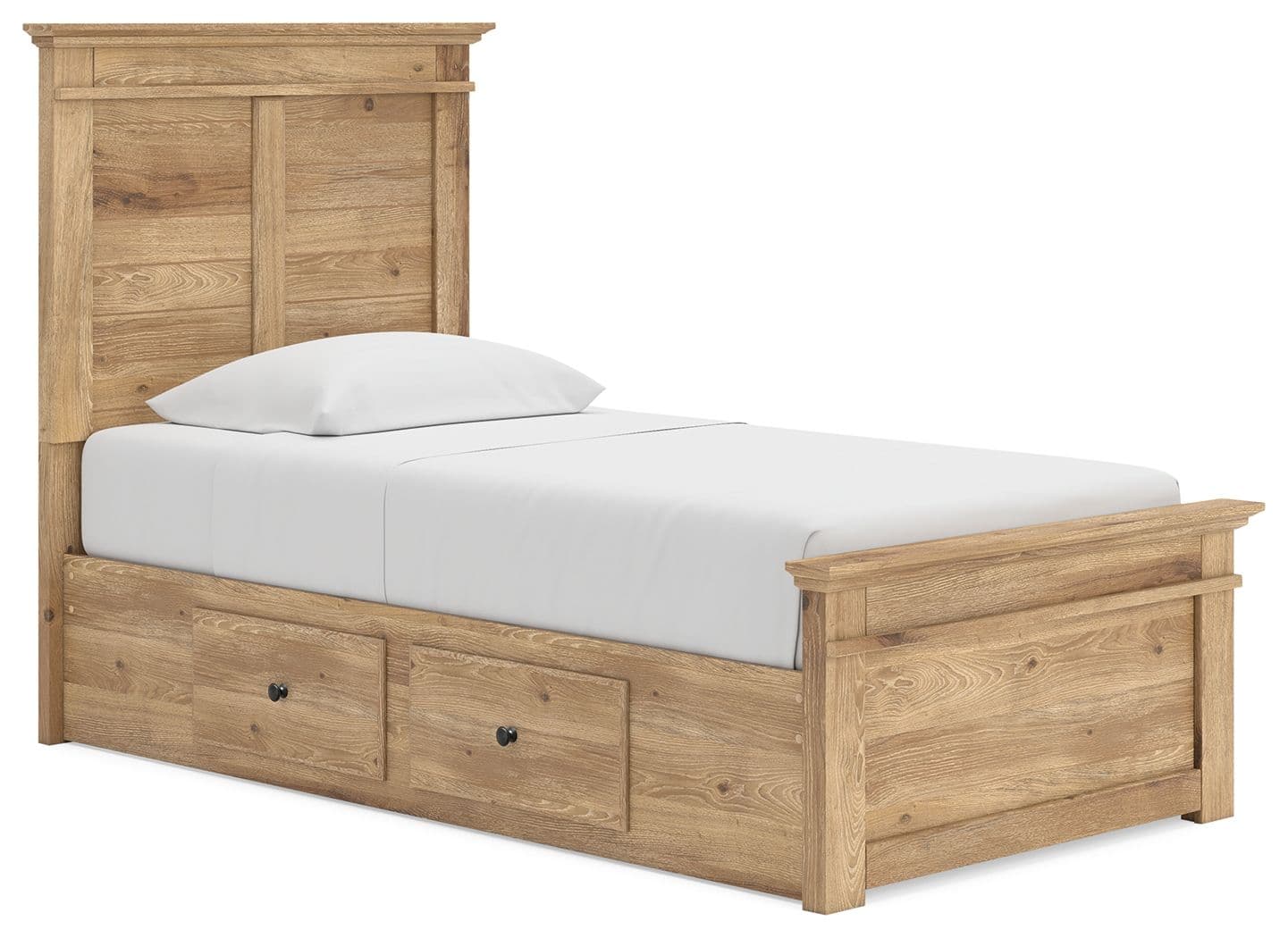 Twin Panel Storage Bed With 2 Under Bed Storage Units · Tan