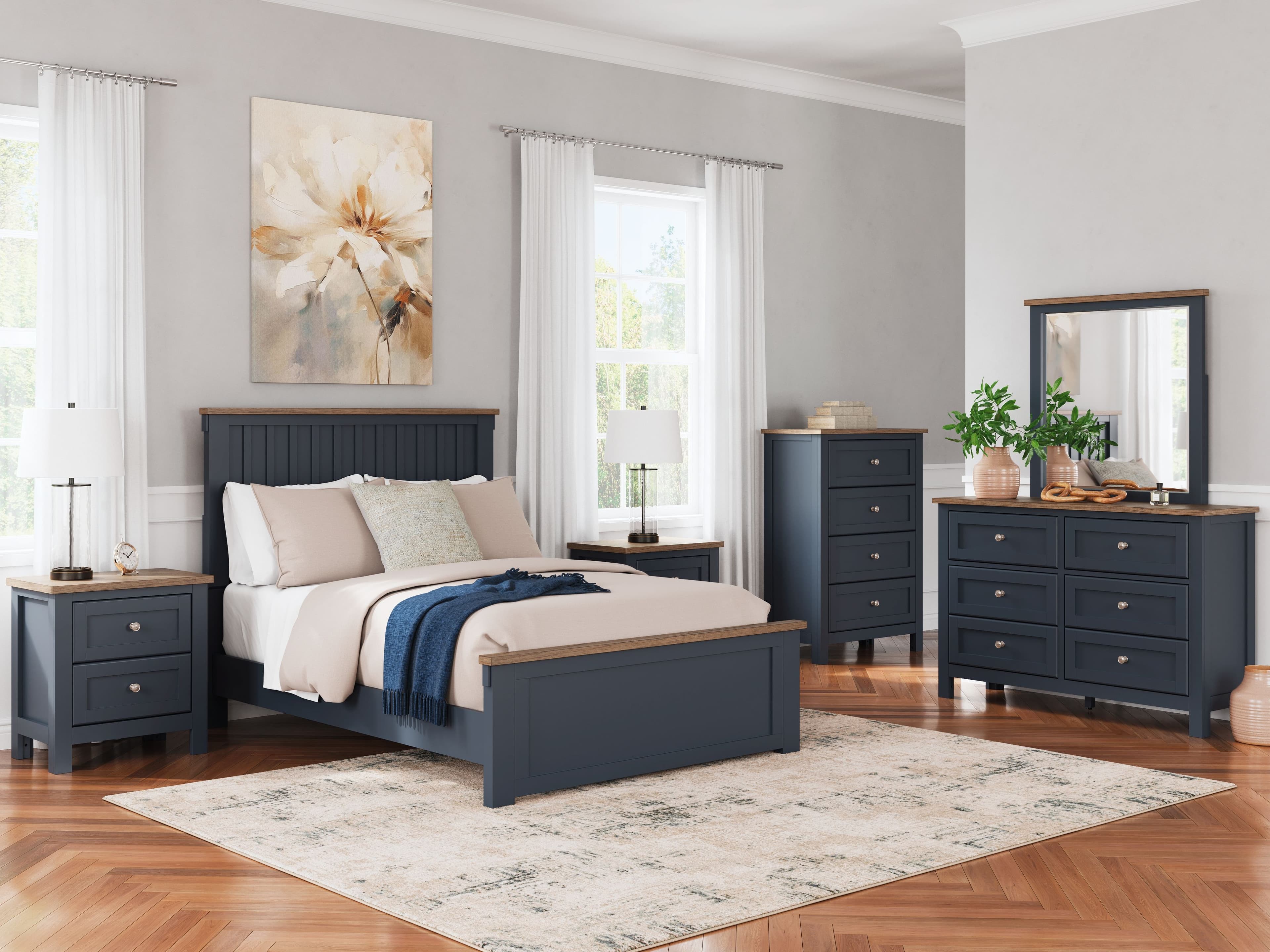8 Pc. · Dresser, Mirror, Chest, Full Panel Bed, 2 Nightstands