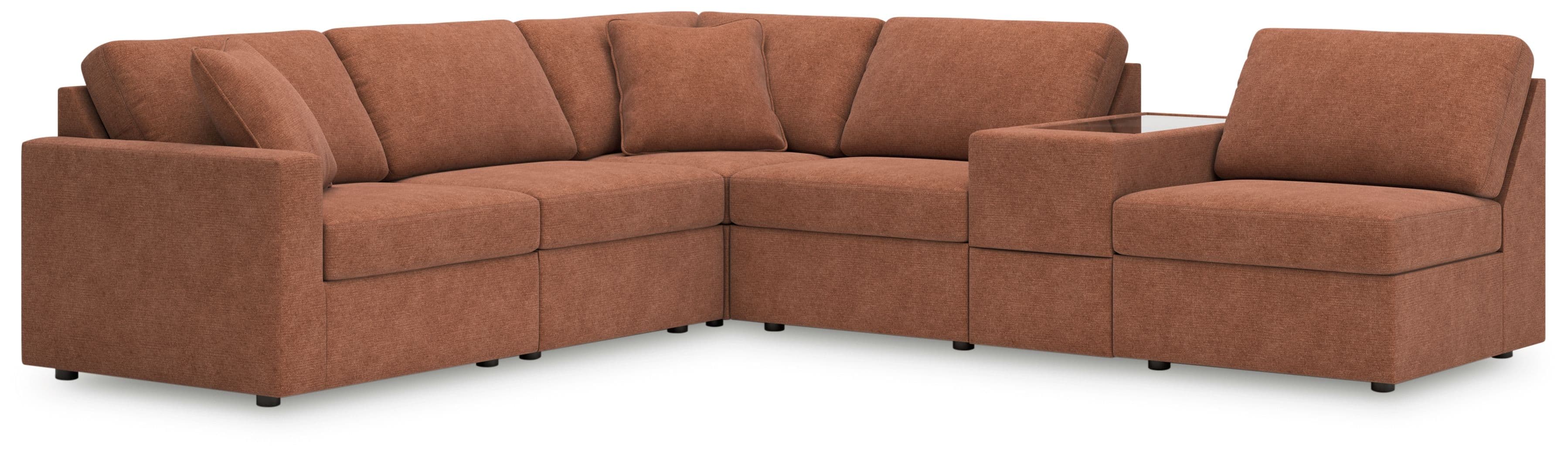 6-Piece Sectional With Storage Console And 3 Armless Chairs