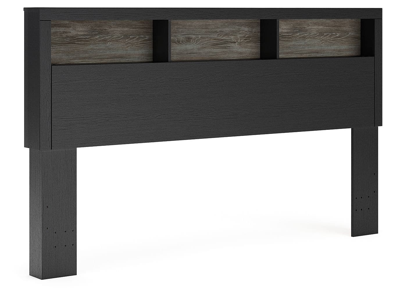 Broachmyn - Lighted King Bookcase Headboard - Black / Gray