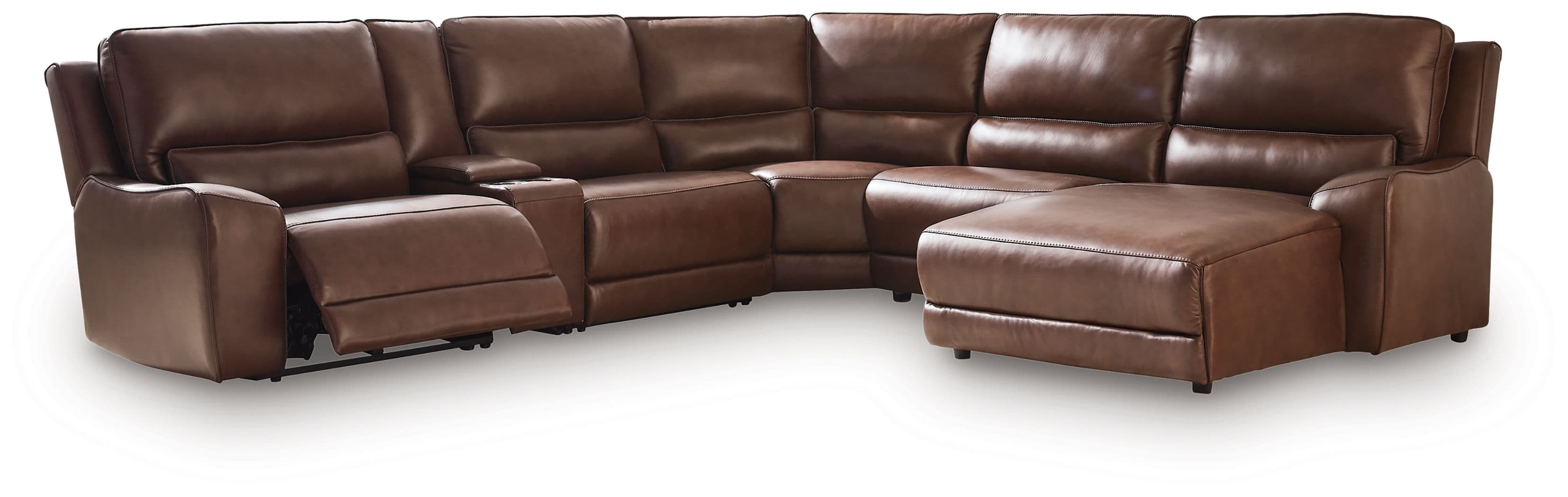 6-Piece Power Reclining Sectional With RAF Press Back Power Chaise · Canyon