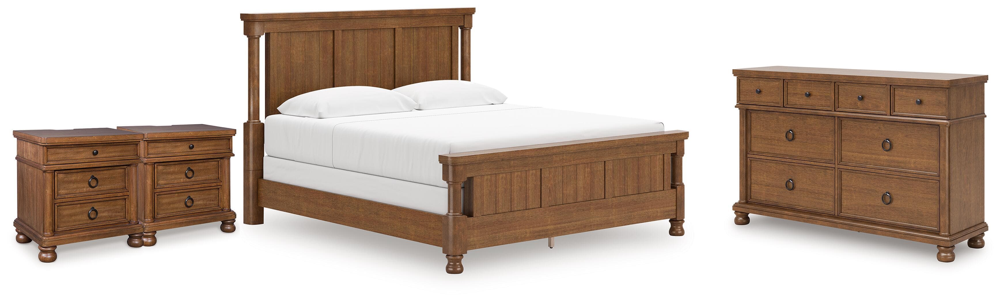 4 Pc. · King Poster Bed, Dresser And 2 Nightstands · Brown