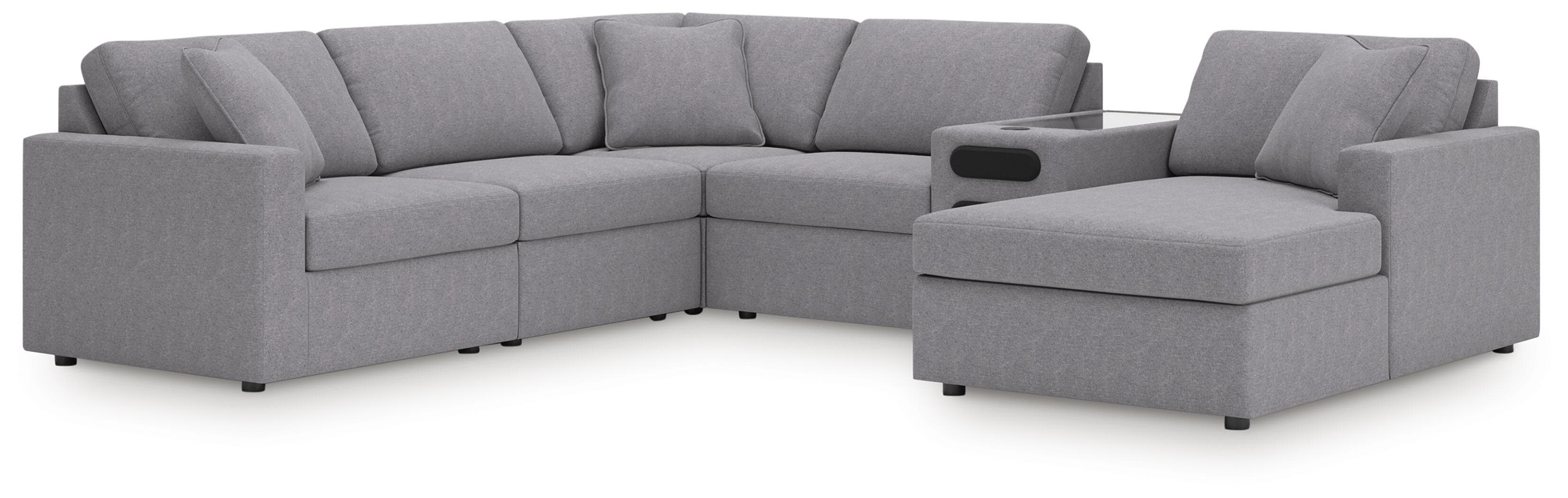 6-Piece Sectional With Audio System, Raf Corner Chaise And Laf Corner Chair